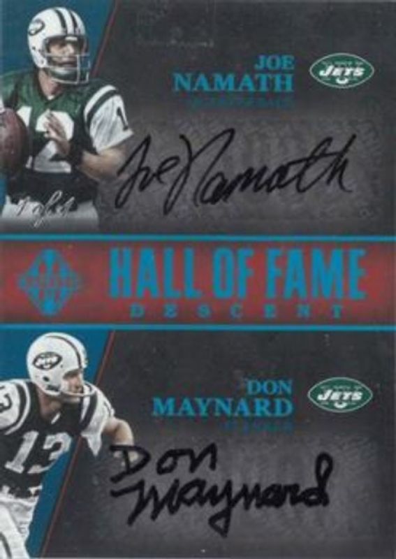 2018 Majestic #HOFD-NYJ Hall of Fame Descent Dual Signatures - Platinum /1
