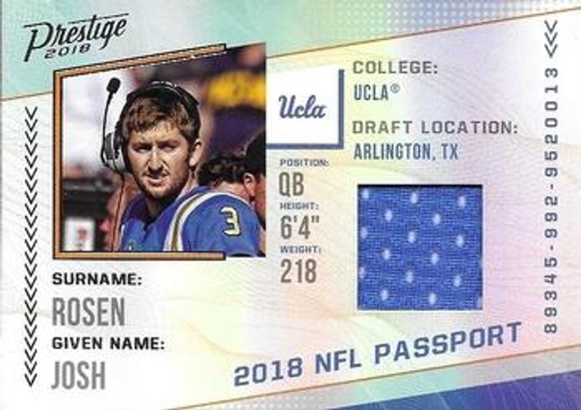 2018 Prestige #PP-JR NFL Passport - Memorabilia