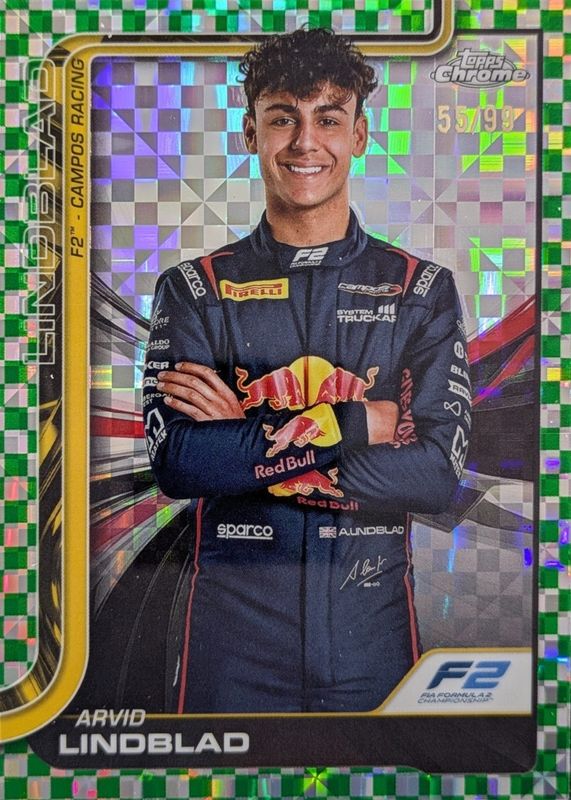 2025 Topps Chrome Formula 1 #23 Green Checker Flag Refractor /99