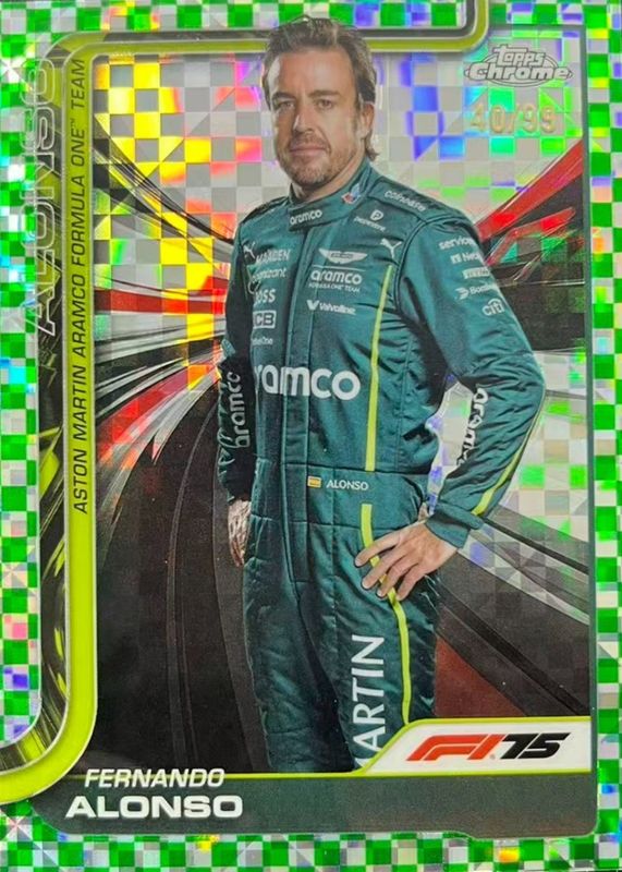 2025 Topps Chrome Formula 1 #9 Green Checker Flag Refractor /99