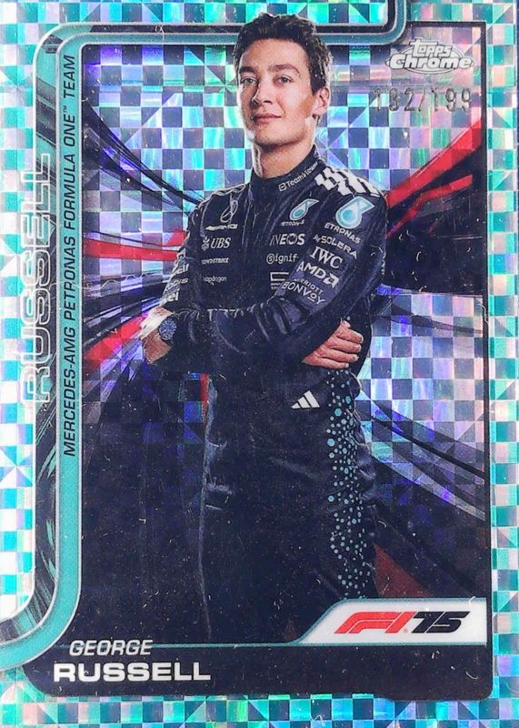 2025 Topps Chrome Formula 1 #7 Aqua Checker Flag Refractor /199
