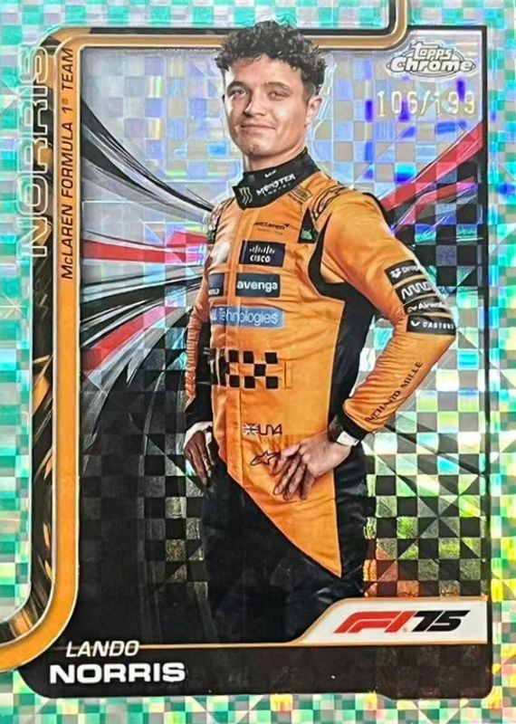 2025 Topps Chrome Formula 1 #5 Aqua Checker Flag Refractor /199