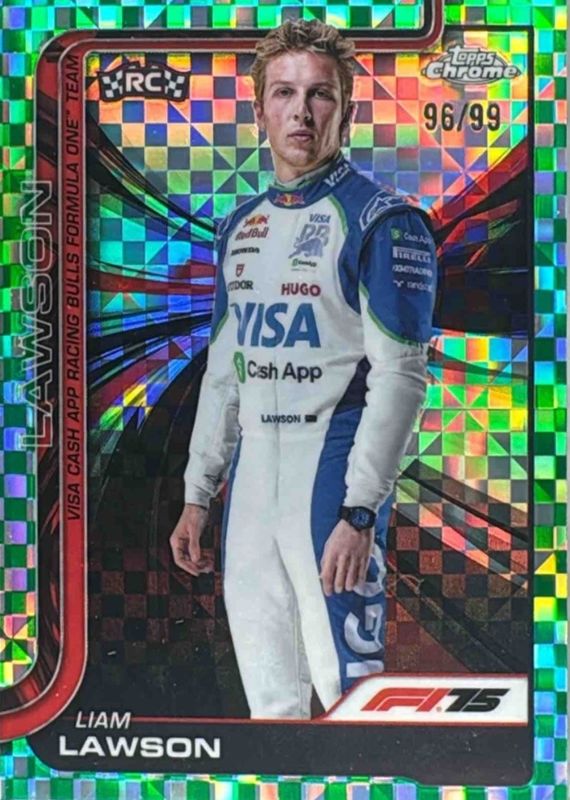 2025 Topps Chrome Formula 1 #11 Green Checker Flag Refractor /99