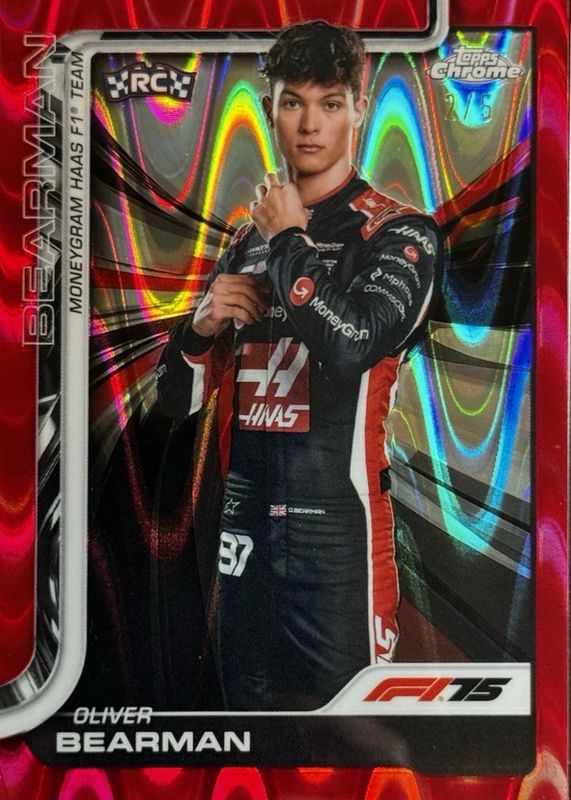 Oliver Bearman 2025 Topps Chrome Formula 1 #14 Red RayWave Refractor /5 ...