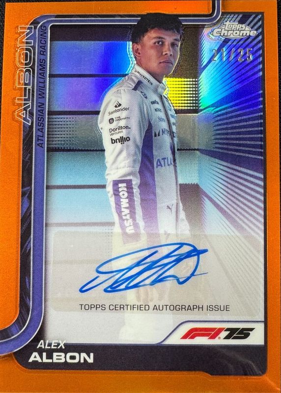 2025 Topps Chrome Formula 1 #CAC-ALB Chrome Autographs - Orange Refractor /25
