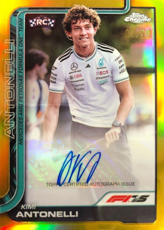 2025 Topps Chrome Formula 1 #CAC-ANT Chrome Autographs - Gold Refractor /50