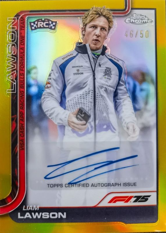 2025 Topps Chrome Formula 1 #CAC-LAW Chrome Autographs - Gold Refractor /50