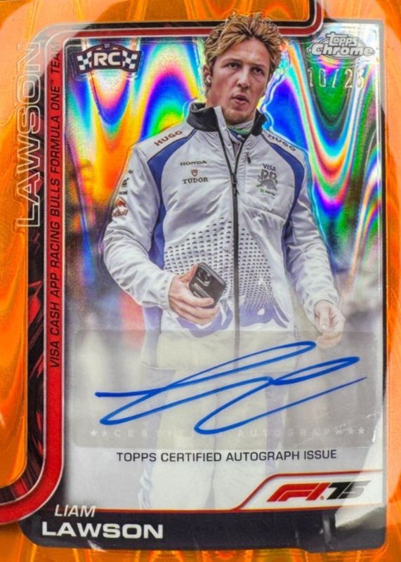 2025 Topps Chrome Formula 1 #CAC-LAW Chrome Autographs - Orange RayWave Refractor /25