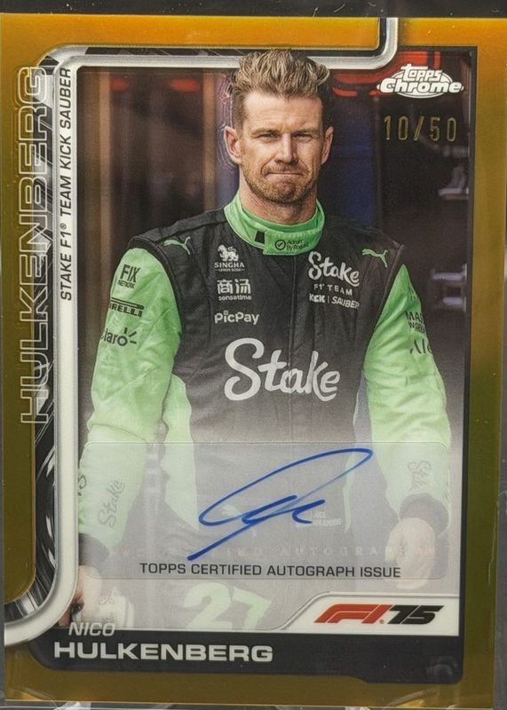 2025 Topps Chrome Formula 1 #CAC-HUL Chrome Autographs - Gold Refractor /50