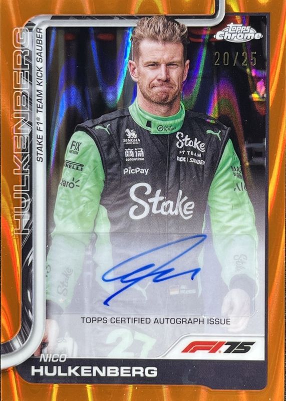 2025 Topps Chrome Formula 1 #CAC-HUL Chrome Autographs - Orange RayWave Refractor /25