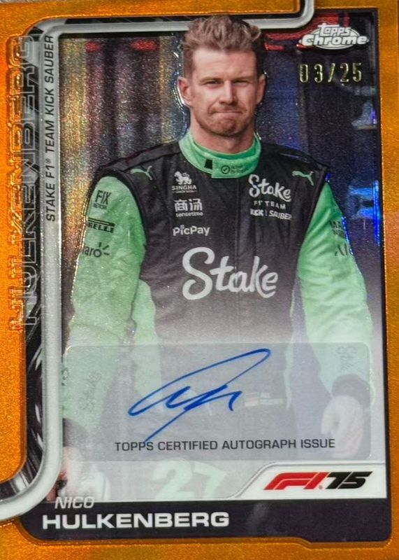 2025 Topps Chrome Formula 1 #CAC-HUL Chrome Autographs - Orange Refractor /25