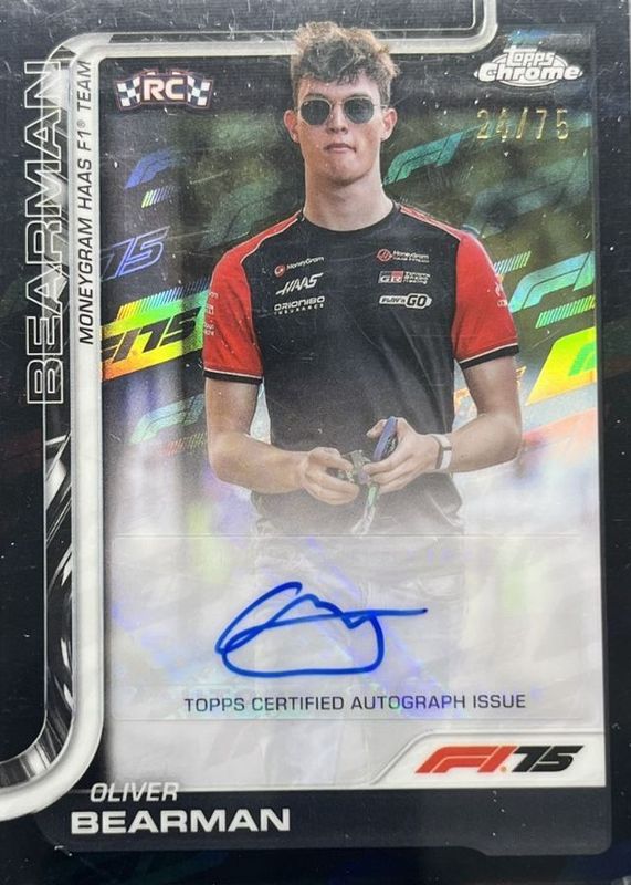 2025 Topps Chrome Formula 1 #CAC-BEA Chrome Autographs - 75th Anniversary Refractor /75