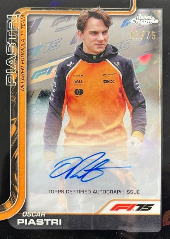 2025 Topps Chrome Formula 1 #CAC-PIA Chrome Autographs - 75th Anniversary Refractor /75