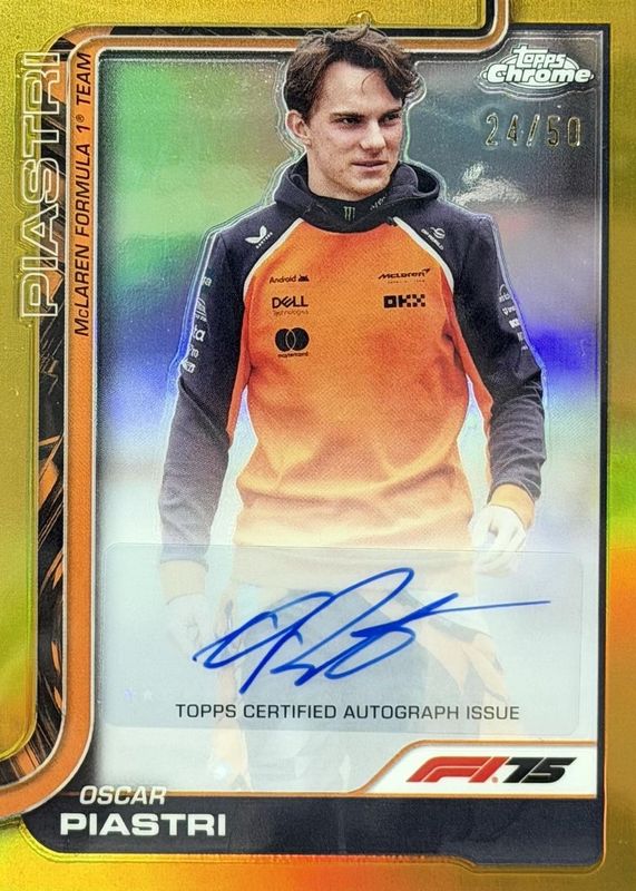 2025 Topps Chrome Formula 1 #CAC-PIA Chrome Autographs - Gold Refractor /50