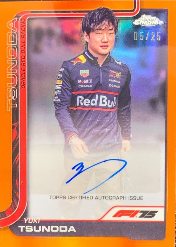 2025 Topps Chrome Formula 1 #CAC-TSU Chrome Autographs - Orange Refractor /25