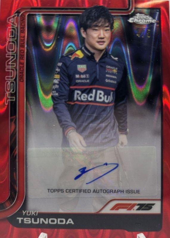 2025 Topps Chrome Formula 1 #CAC-TSU Chrome Autographs - Red RayWave Refractor /5