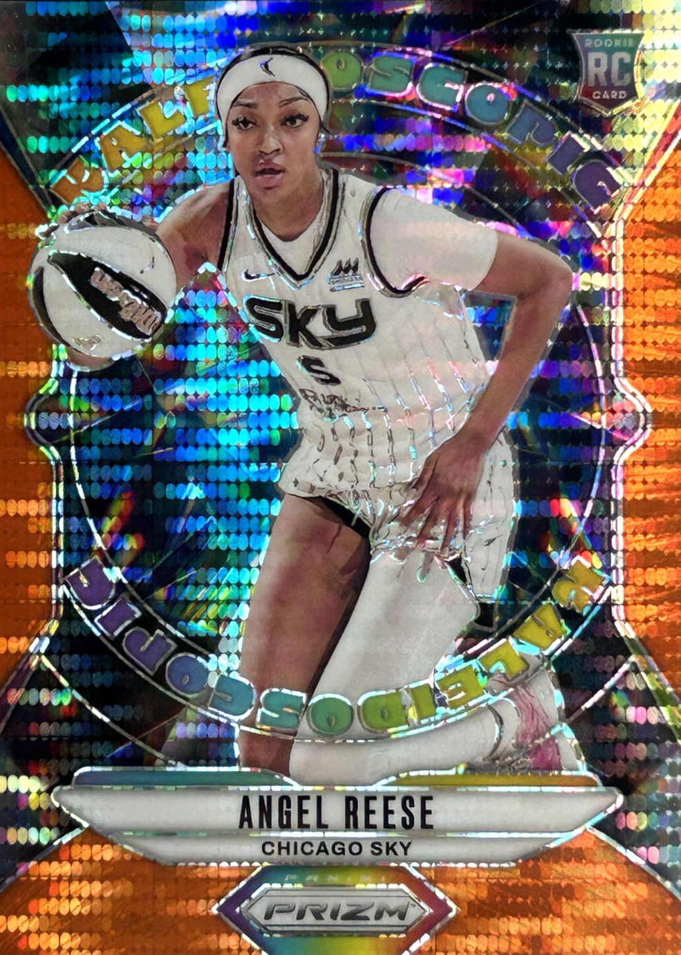 Angel Reese 2024 Prizm WNBA #1 Kaleidoscopic - Orange Pulsar /75