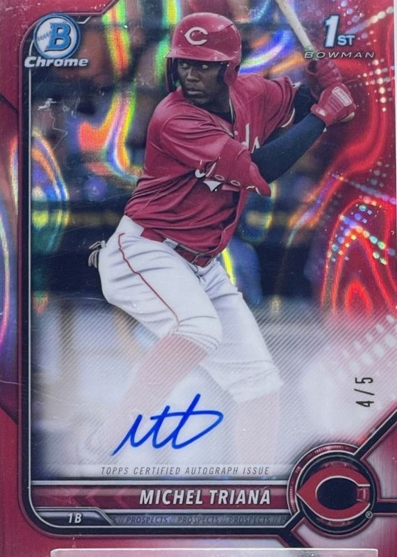 2022 Bowman #CPA-MT Chrome Prospect Auto - Red Lava Refractor /5 (1st)