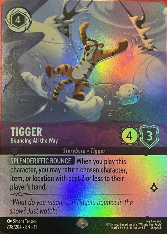 tigger lorcana card - Azurite Sea - - In the Crow's Nest (Rare) Wonderful Thing Ink Type Tigger - Bouncing All the