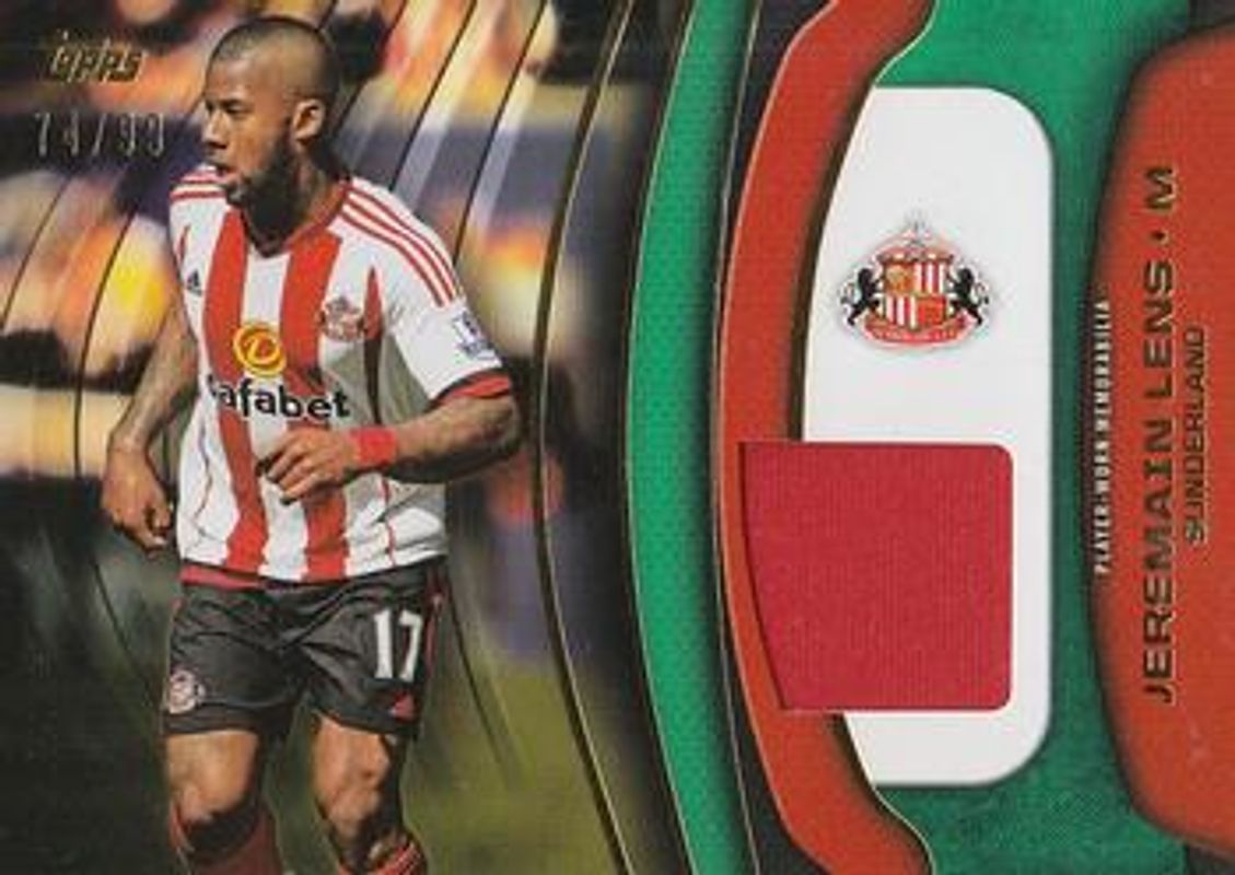 2015 Topps Premier Gold #FF-JLE Football Fibers Relics Green /99