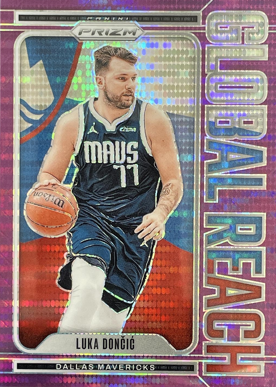 Luka Doncic 2024 Prizm #8 Global Reach - Purple Pulsar /35 Price