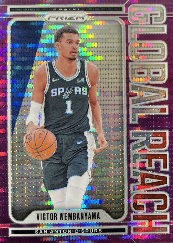Victor Wembanyama 2024 Prizm #9 Global Reach - Purple Pulsar /35 RAW