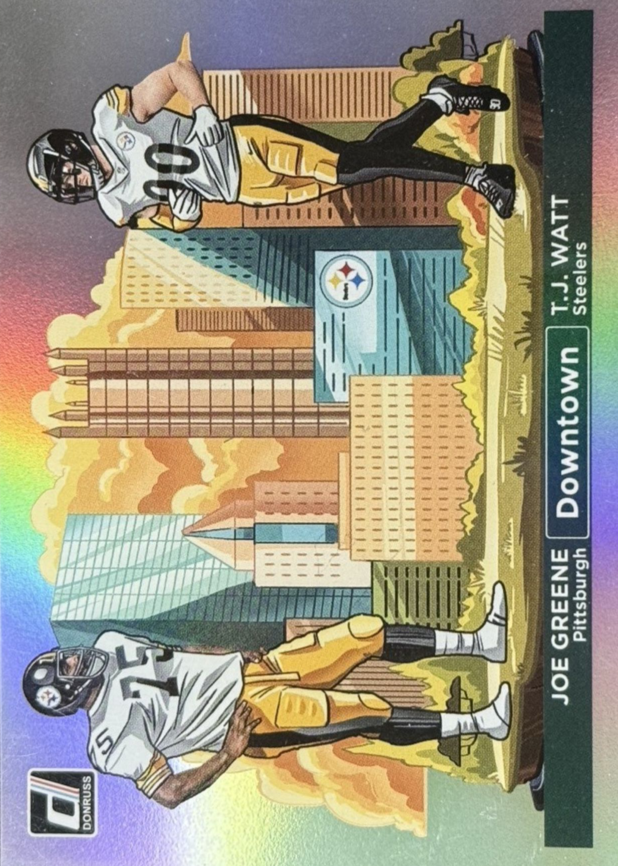 Joe Greene / TJ Watt 2024 Donruss #10 Downtown Horizontal /(SSP