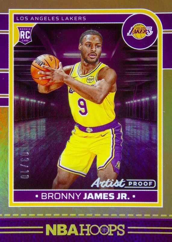Bronny James Jr. 2024 Hoops #280 Gold Artist Proof /10 Rookie RAW