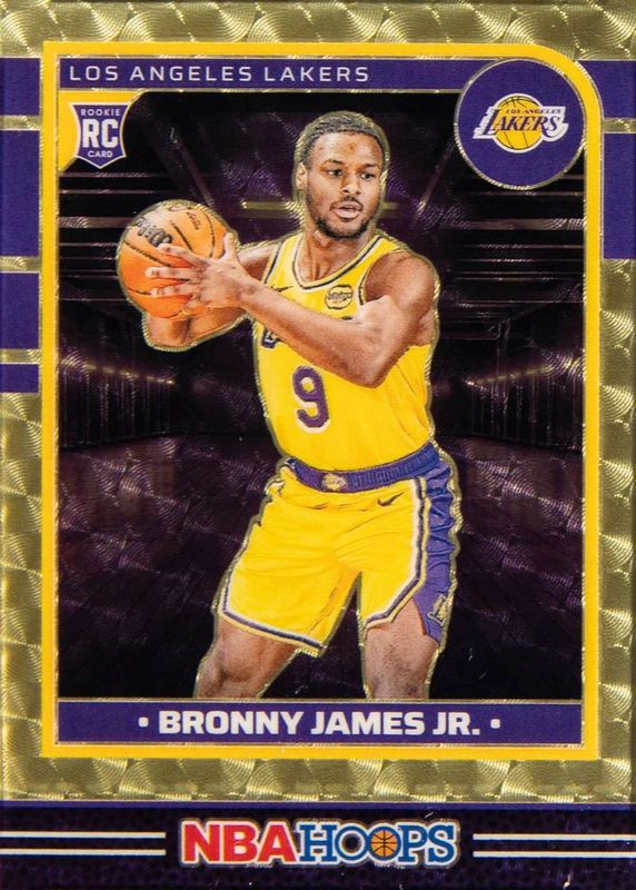 Bronny James Jr. 2024 Hoops #280 Premium Gold Vinyl /1 Rookie RAW