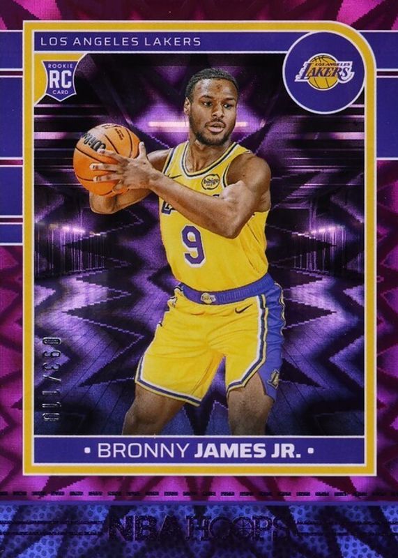Bronny James Jr. 2024 Hoops #280 Purple Explosion /110 Rookie RAW