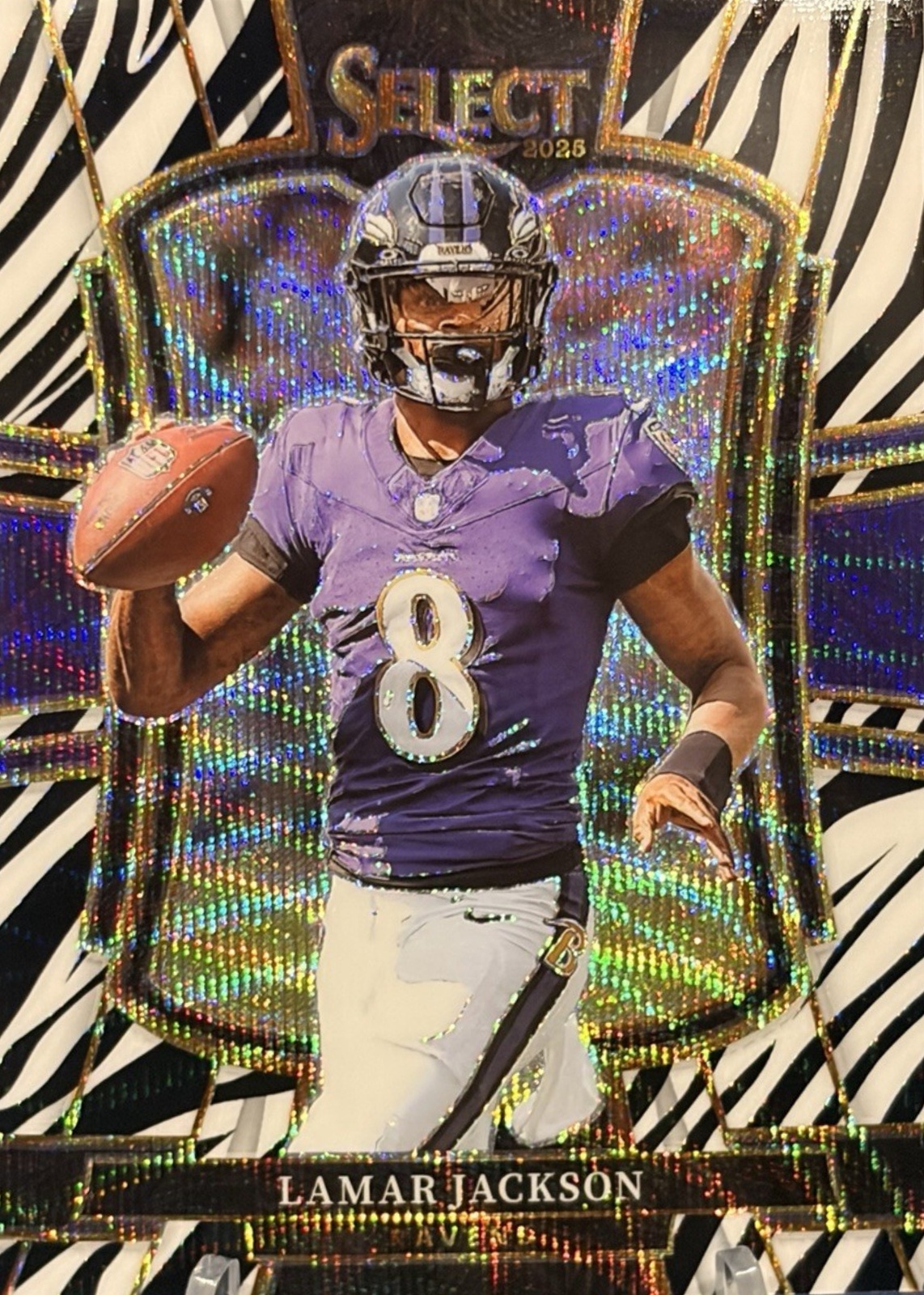 Lamar Jackson 2025 Select #160 Premier Level Zebra /(SSP) Price