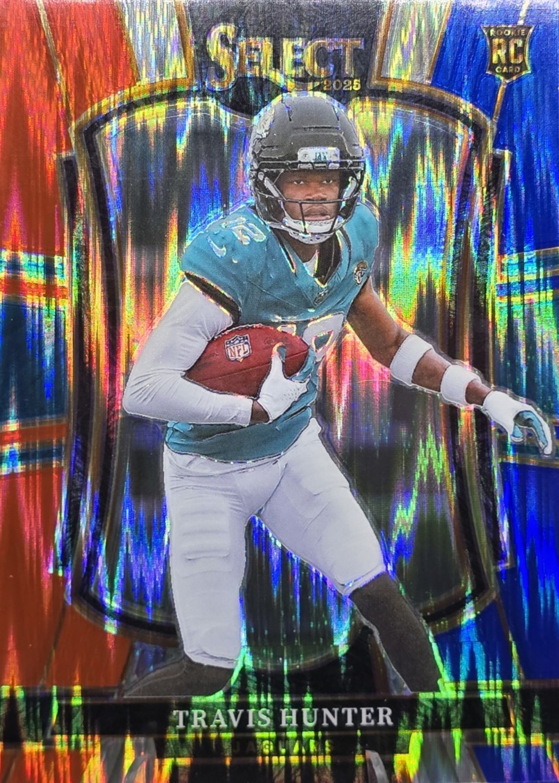 Travis Hunter 2025 Select #128 Premier Level Red & Blue Shock Price ...