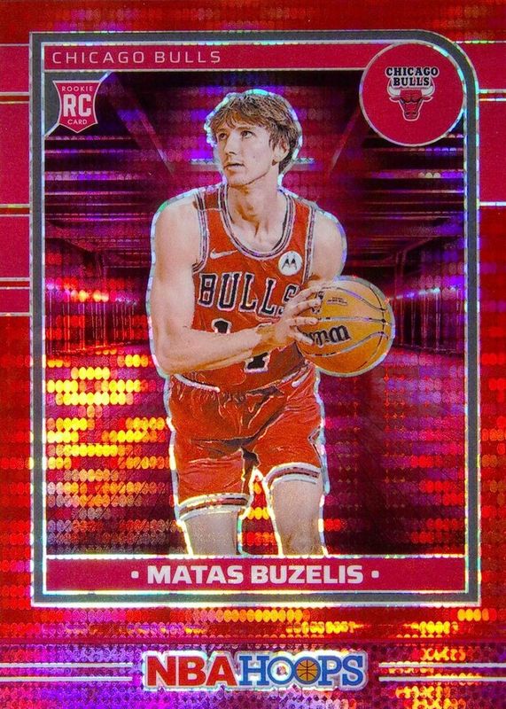 Matas Buzelis 2024 Hoops #241 Premium Red Pulsar /199 Rookie RAW