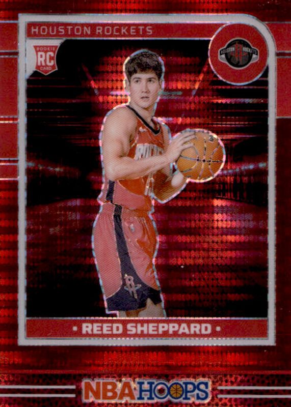 Reed Sheppard 2024 Hoops #233 Premium Red Pulsar /199 Rookie RAW