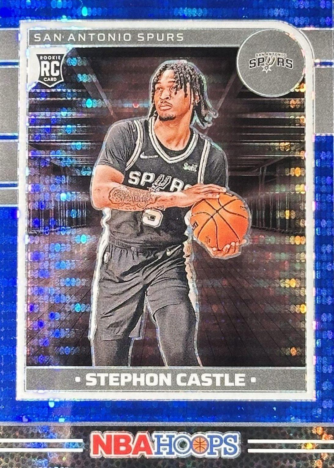 Stephon Castle 2024 Hoops #234 Premium Blue Pulsar /99 Price Guide 
