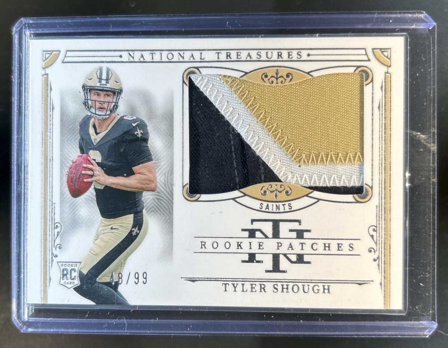 Tyler Shough 2025 National Treasures #217 Rookie Patch /99 Price