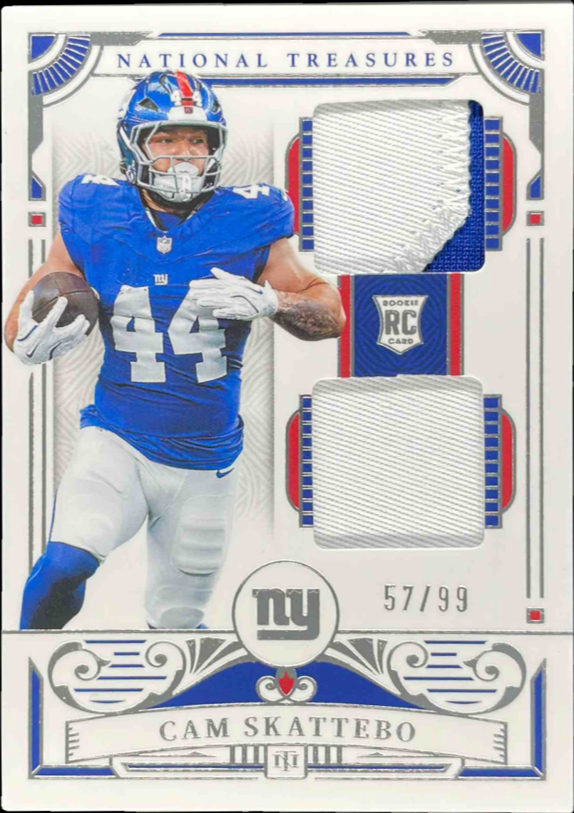 Cam Skattebo 2025 National Treasures #11 Rookie Dual Materials /99 ...