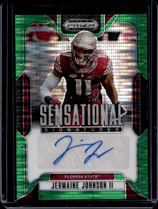2025 Prizm Draft Picks #26 Sensational Signatures - Green Pulsar /25