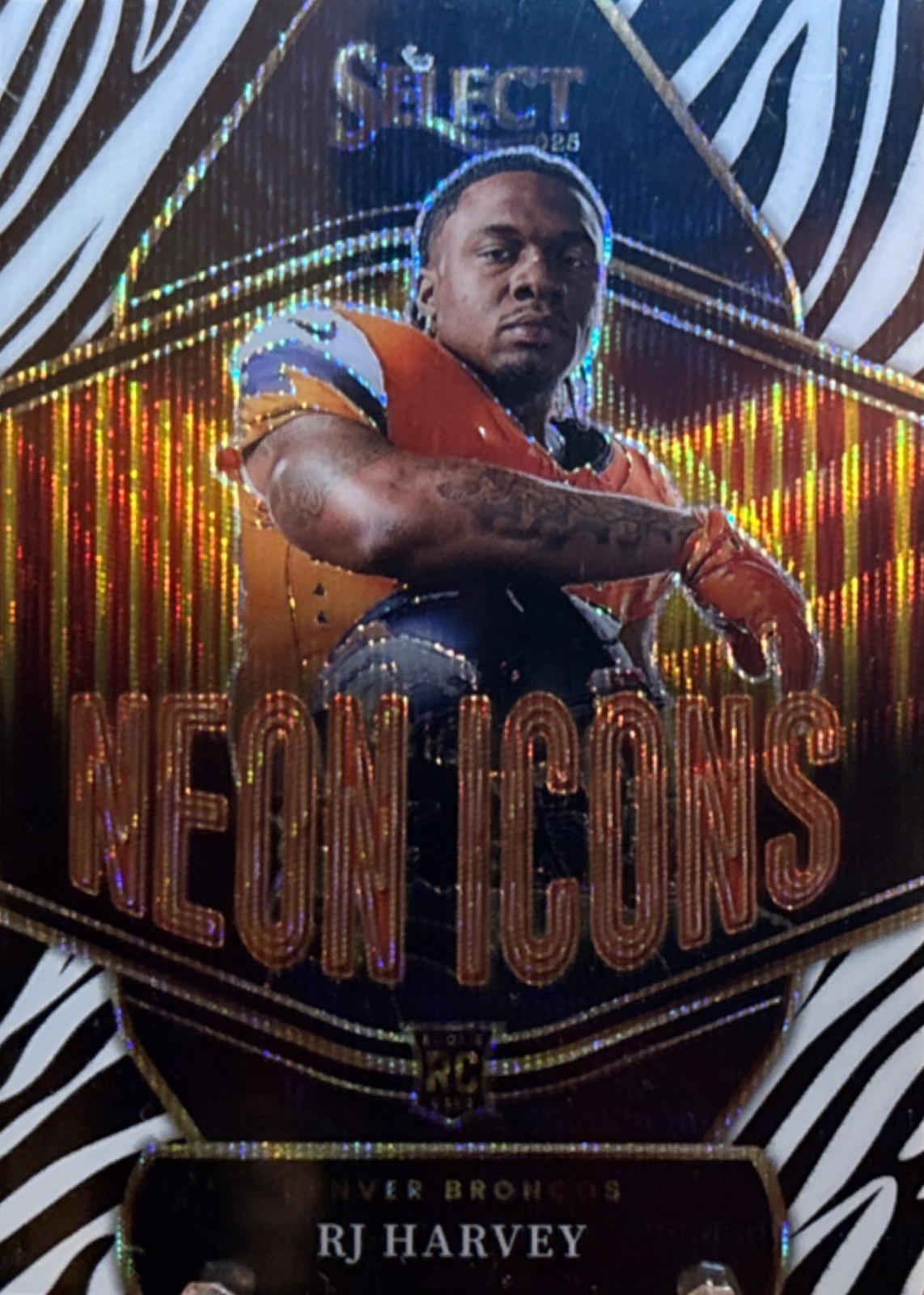 RJ Harvey 2025 Select #7 Neon Icons - Zebra /(SSP) Price Guide