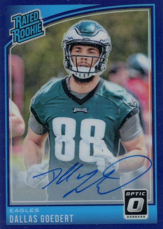 Dallas Goedert 2018 Optic #197 Rated Rookie Autographs - Purple /35 RAW