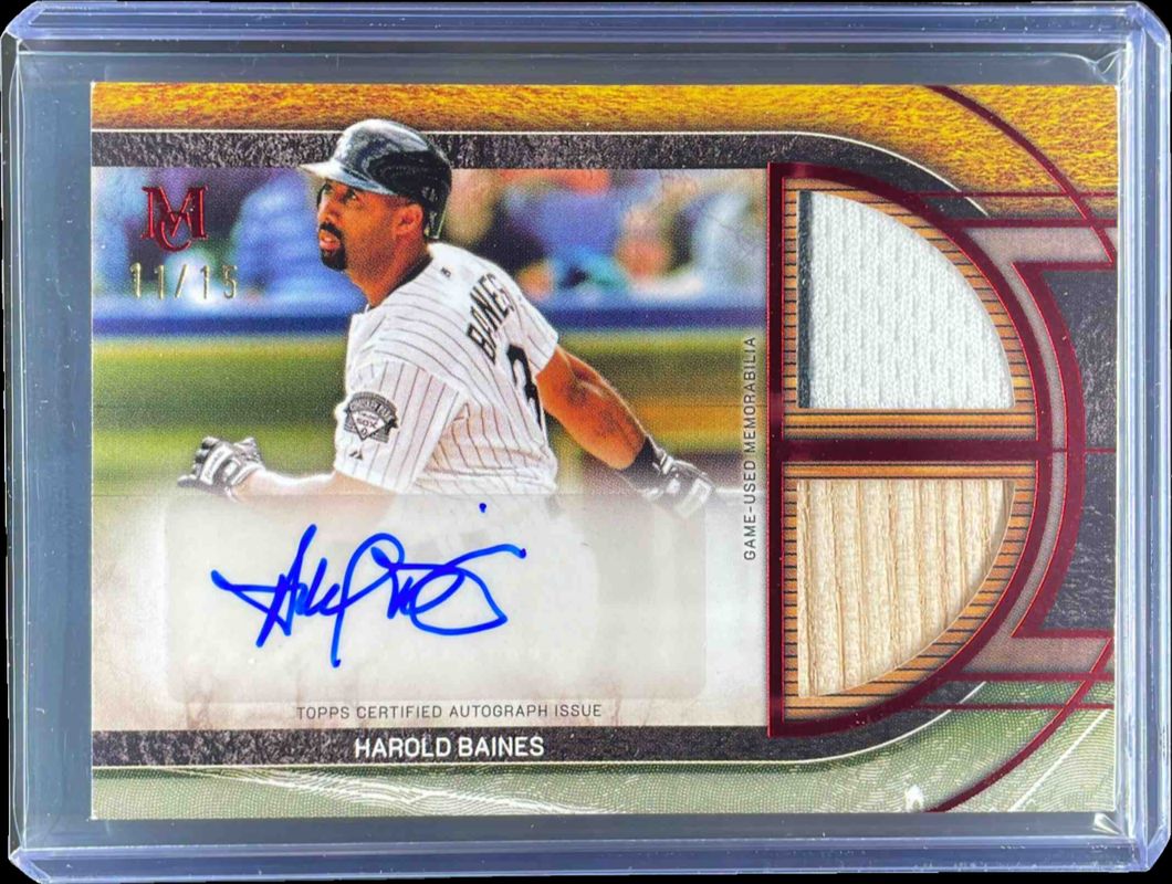 2025 Topps Museum Collection #SPDRA-HB Single Player Signatures Swatches Dual Relic Autographs - Ruby /15