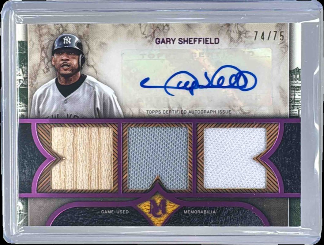2025 Topps Museum Collection #SPTRA-GS Single Player Signatures Swatches Triple Relic Autographs - Pink Sapphire /65