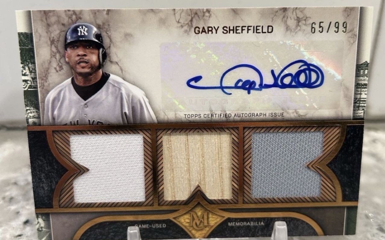 2025 Topps Museum Collection #SPTRA-GS Single Player Signatures Swatches Triple Relic Autographs /99