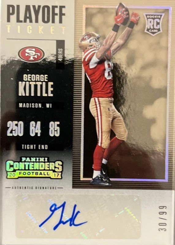 George Kittle 2017 Contenders #164 Rookie Ticket Auto - Playoff Ticket (/99) RAW