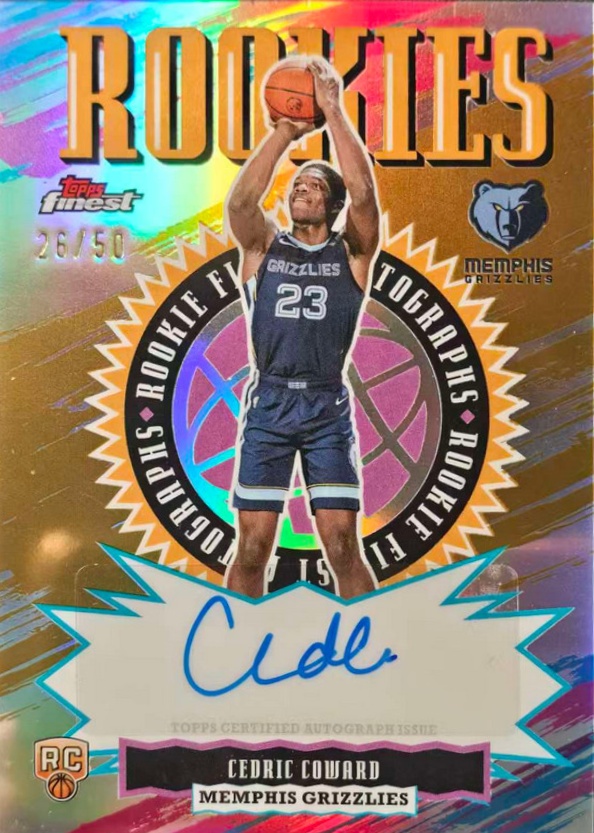 Cedric Coward 2025 Topps Finest #RFA-CC Rookie Finest Autographs