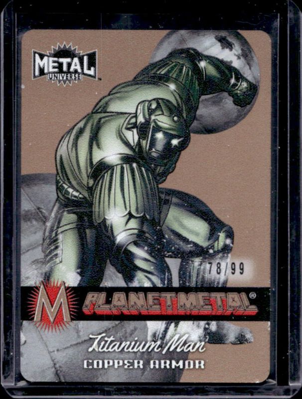 2024 Skybox Metal Universe Avengers #PM-4 Planet Metal Iron Armor Copper /99