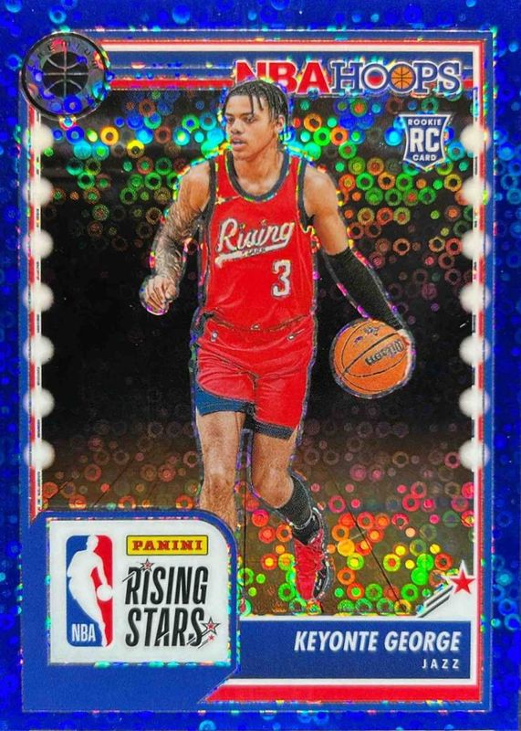 Keyonte George 2023 Hoops Premium Stock #283 Rising Stars - Blue Disco /99 Rookie RAW