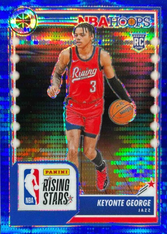 Keyonte George 2023 Hoops Premium Stock #283 Rising Stars - Blue Pulsar /75 Rookie RAW
