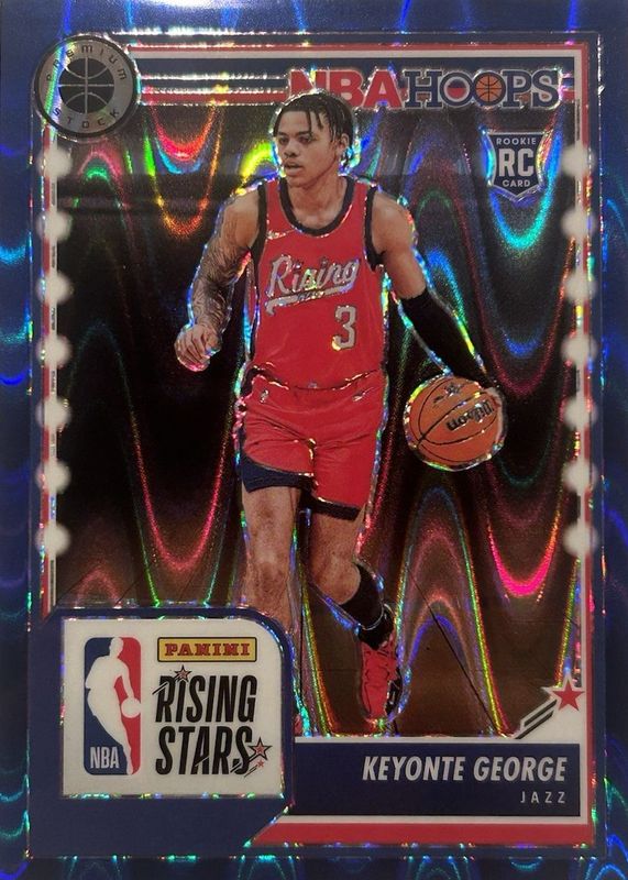 Keyonte George 2023 Hoops Premium Stock #283 Rising Stars - Blue Seismic /99 Rookie RAW