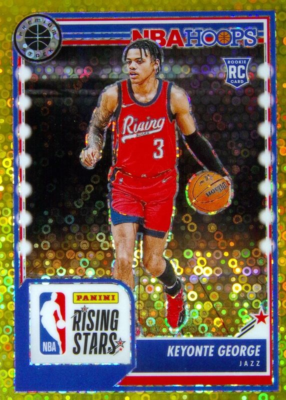 Keyonte George 2023 Hoops Premium Stock #283 Rising Stars - Gold Disco /10 Rookie RAW
